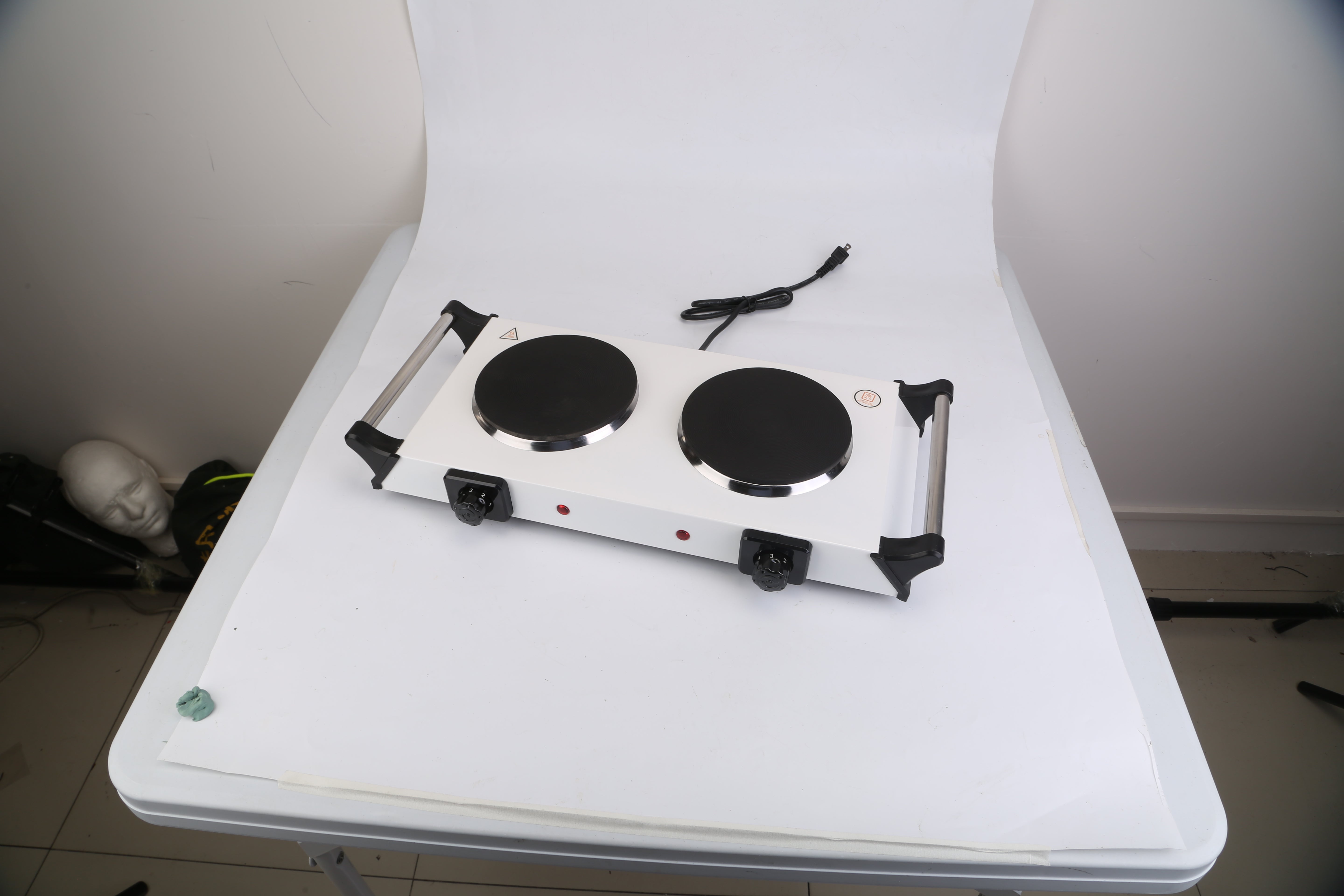 Black-White Options -- 2000W Electric Dual Burner Portable Coil Heating Hot Plate Stove Countertop RV Hotplate With 5 Temperature Adjustments Portable Handles