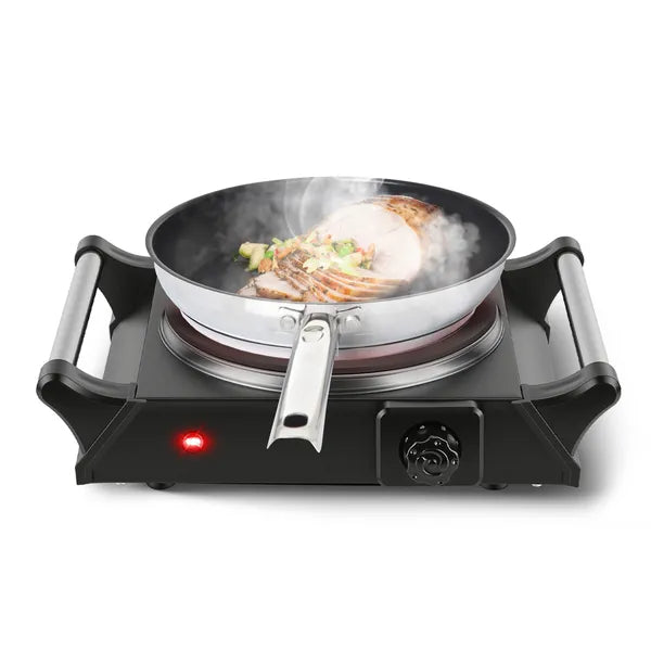 Electric Single Burner Portable Heating Hot Plate Stove Countertop RV Hotplate With 5 Temperature Stepless Adjustments Portable Handles