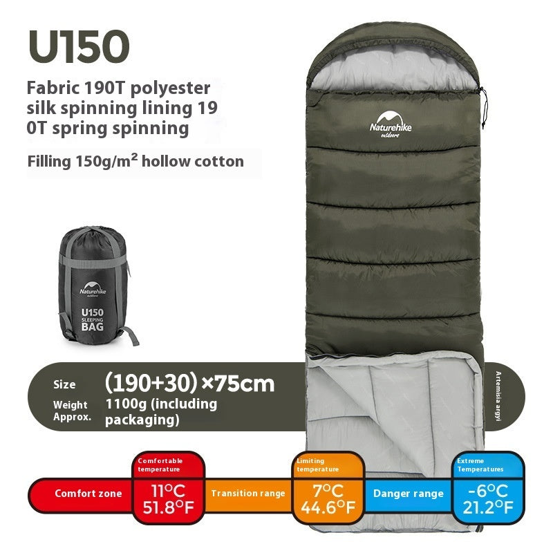 Envelope Hooded Sleeping Bag Cold-proof
