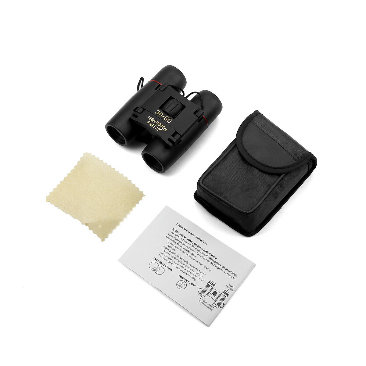 30x60 Compact Folding Binoculars for Day Night Outdoor Use