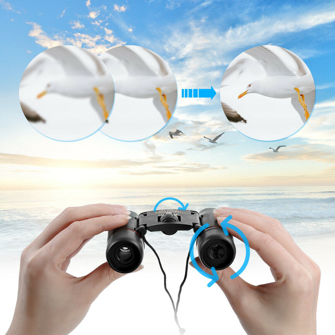 30x60 Compact Folding Binoculars for Day Night Outdoor Use