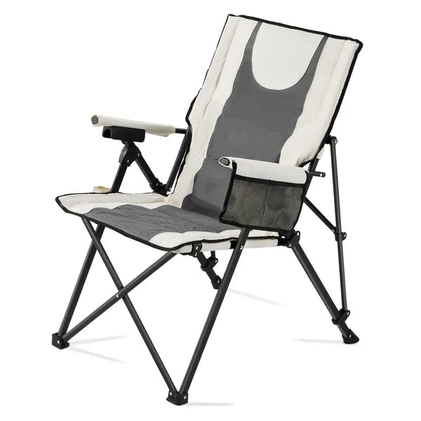 VEVOR Heated Camping Chair, 3 Heat Settings, High Back Folding Camping Chair, Supports 260lbs, Full Padded Beach Chairs With Armrest & Cupholder, Portable Lawn Chairs For Outdoor Sports Travel