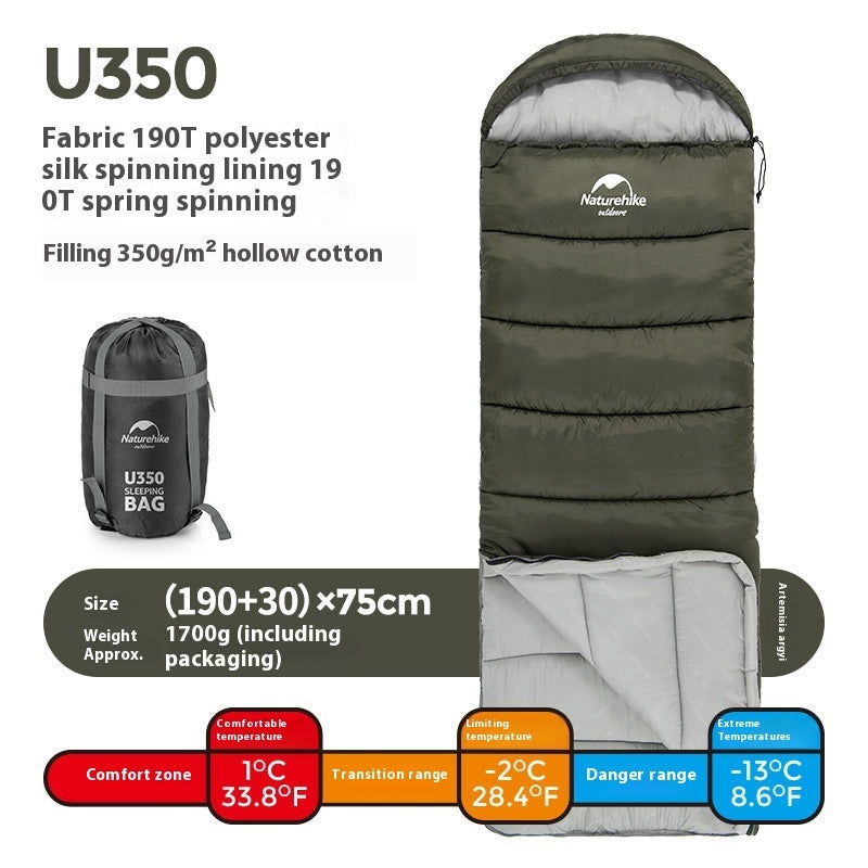 Envelope Hooded Sleeping Bag Cold-proof