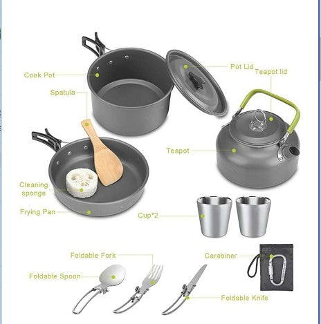 Camping Teapot and Stove Set for 2 to 3 People