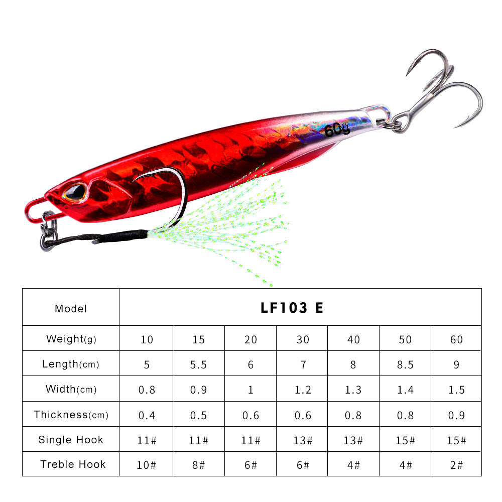 Luminous Iron Plate Fishing Lure with Treble Hook