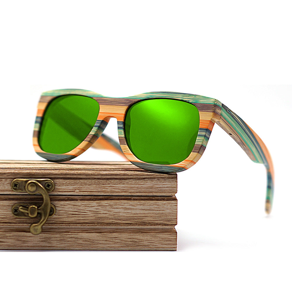 Bamboo and Wood Retro Polarized Sunglasses Multilayer Frame