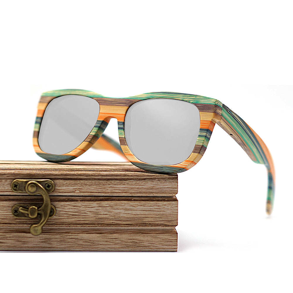 Bamboo and Wood Retro Polarized Sunglasses Multilayer Frame