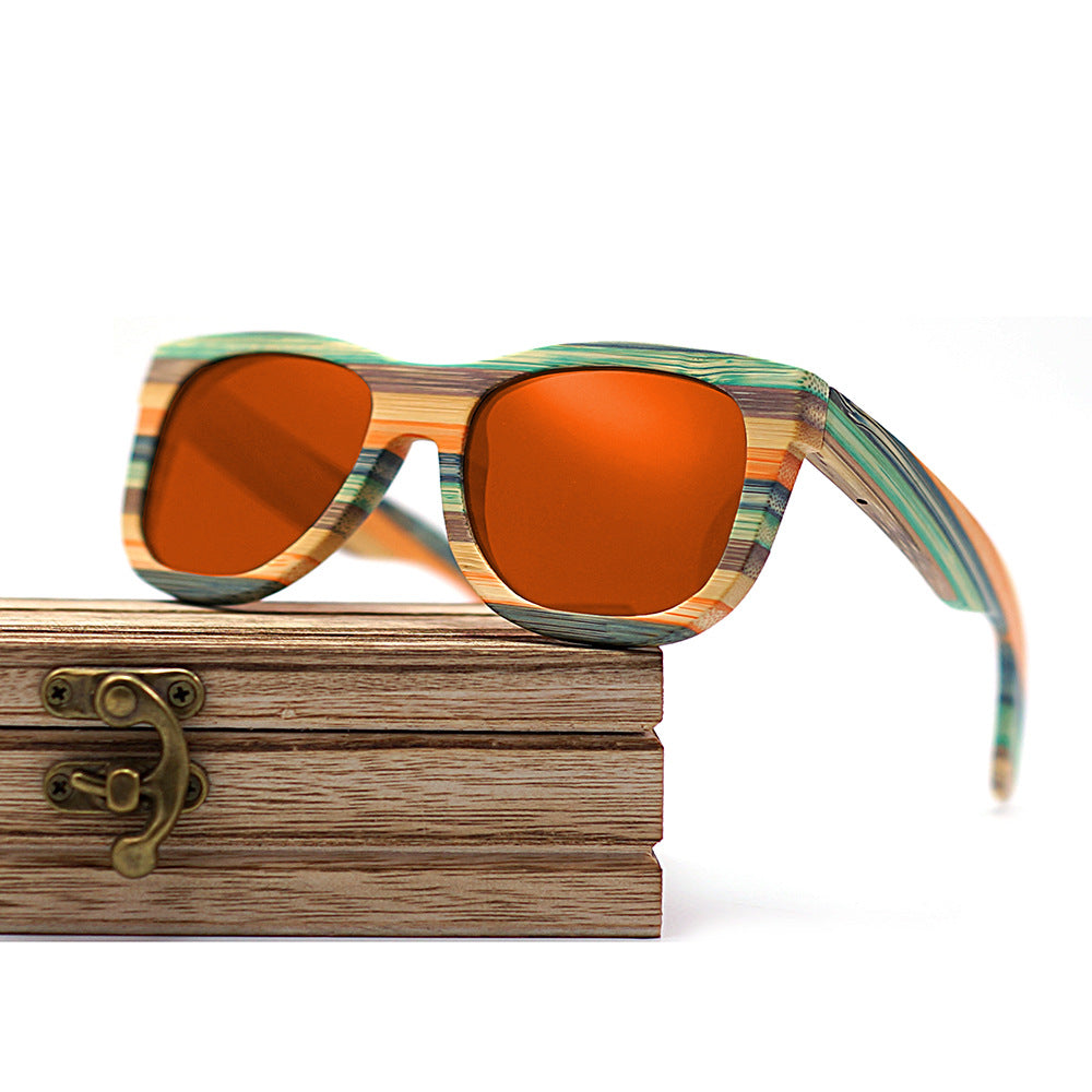 Bamboo and Wood Retro Polarized Sunglasses Multilayer Frame