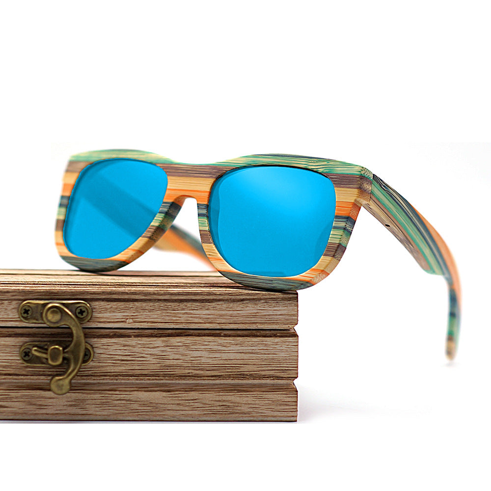 Bamboo and Wood Retro Polarized Sunglasses Multilayer Frame