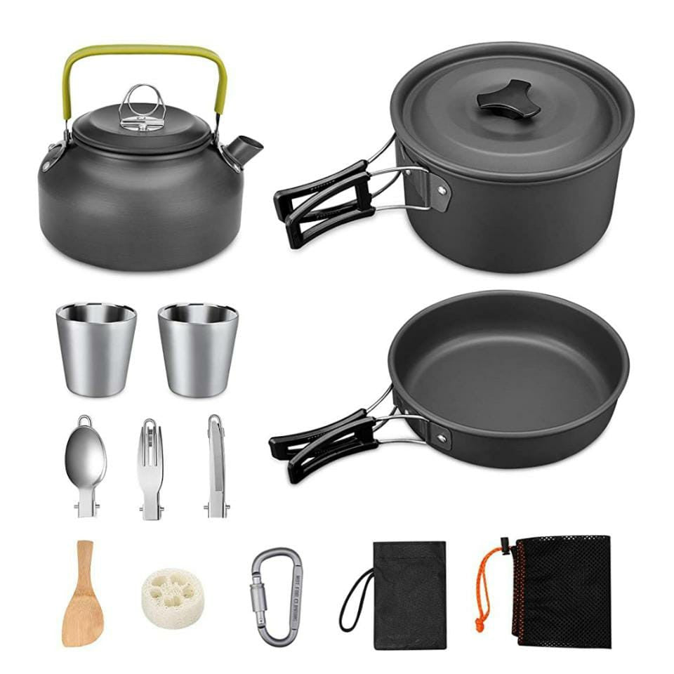 Camping Teapot and Stove Set for 2 to 3 People