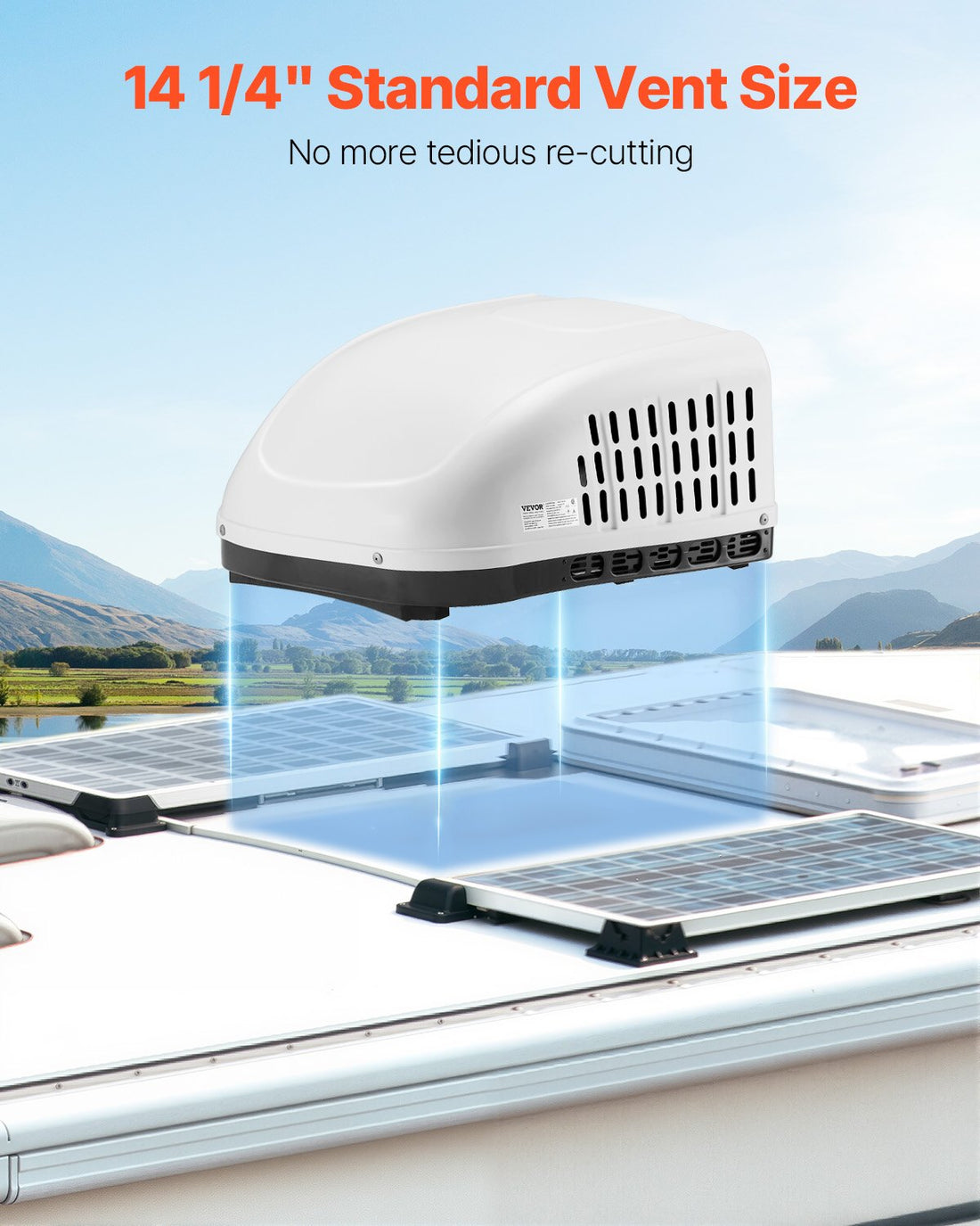 RV Air Conditioner, 15000 BTU Non-Ducted Rooftop RV AC Unit, 65 DB Quiet Design, Including Air Distribution Box, Operation Panel And Installation Hardware, For Campers, Vans, Trailers, White