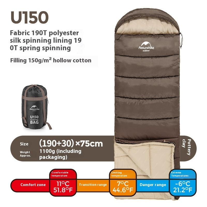 Envelope Hooded Sleeping Bag Cold-proof