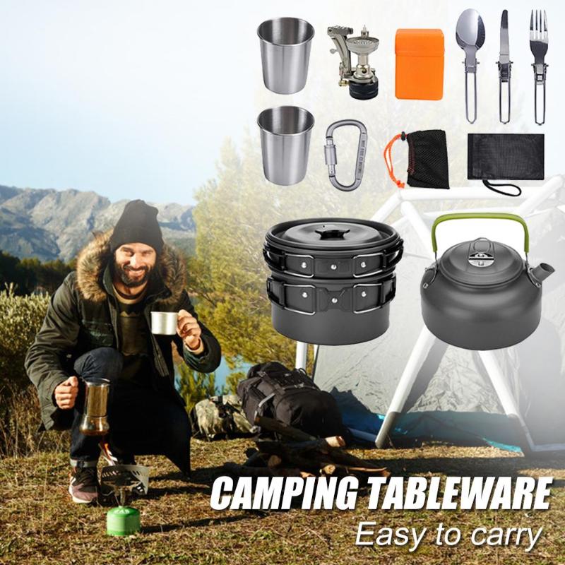 Camping Cookware Kit Aluminum Outdoor Cooking Set for Travel