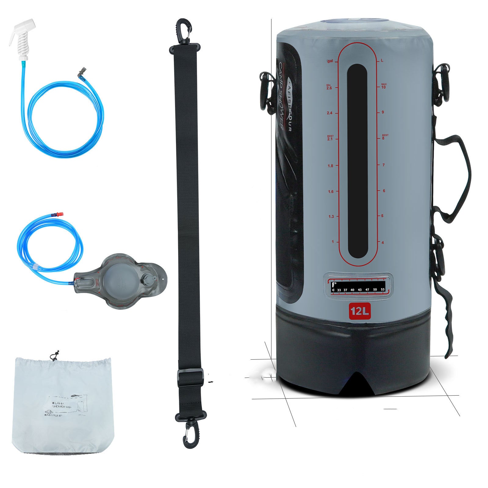 Outdoor Solar Shower Bag for Camping and Mountaineering