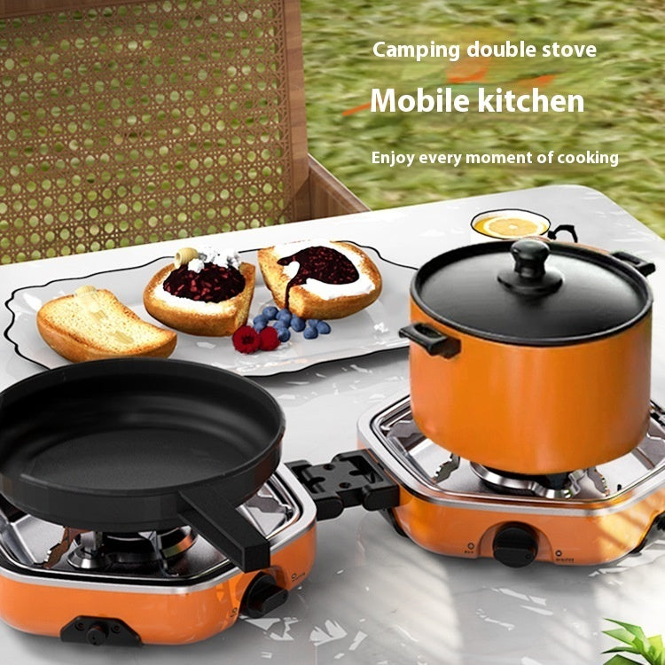 Portable Outdoor Double Head Folding Gas Camping Stove