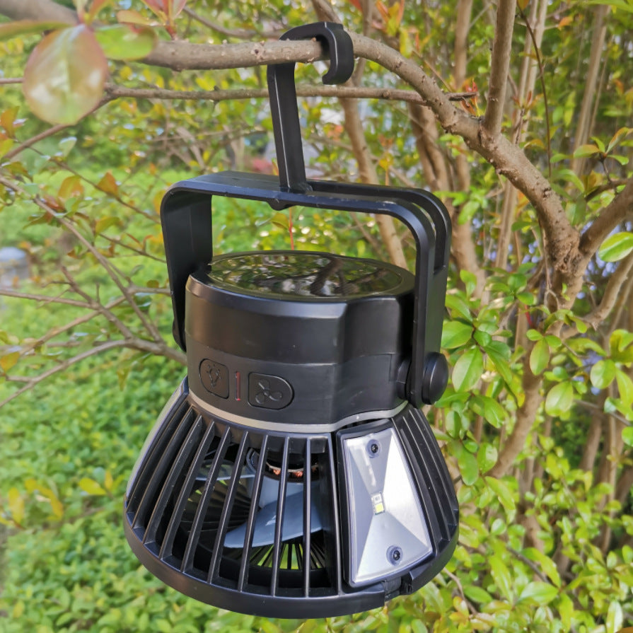 Solar Rechargeable Foldable Camping Fan with Hanging Hook and USB