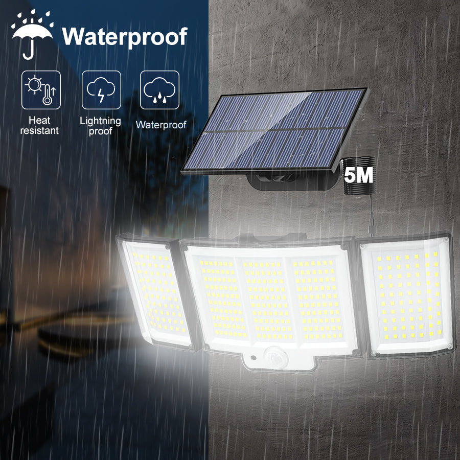 1,2 Pack Solar Lights Outdoor 348 LED Motion Sensor Lights With Remote Control  3 Head Waterproof