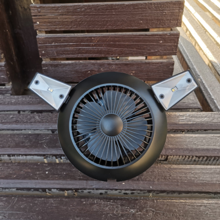 Solar Rechargeable Foldable Camping Fan with Hanging Hook and USB