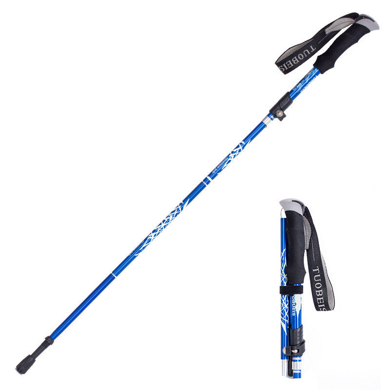Ultralight Aluminum Adjustable 5 Section Trekking Poles Anti Shock