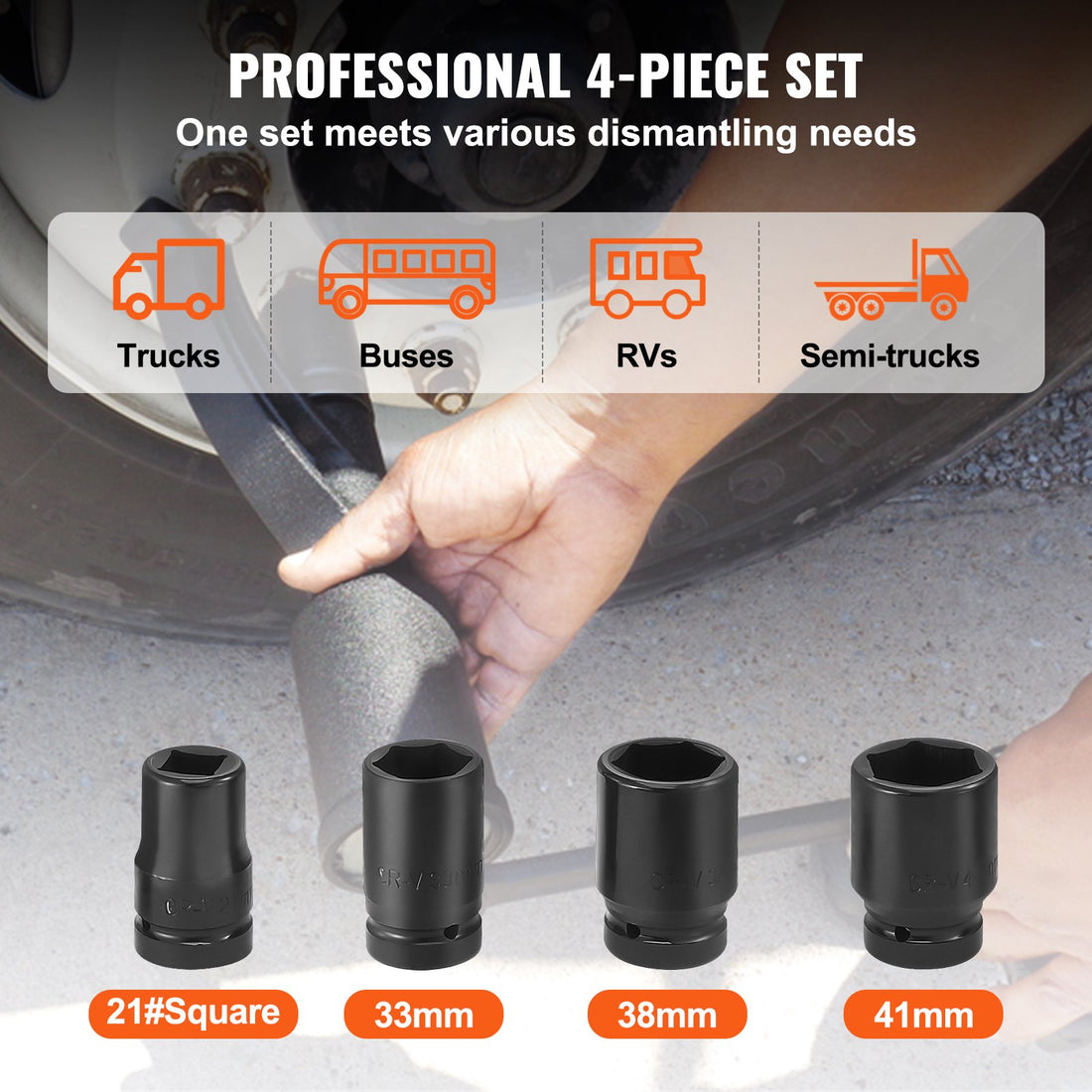 Torque Multiplier, Heavy Duty Torque Multiplier Wrench Set, 1 Inch Drive Lug Nut Wrench Torque Multiplier, 1-58 4800N.m Lug Nut Remover, With 4 Sockets And Storage Case For Truck Trailer RV