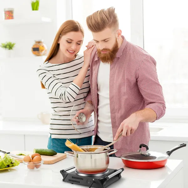 Electric Single Burner Portable Heating Hot Plate Stove Countertop RV Hotplate With 5 Temperature Stepless Adjustments Portable Handles
