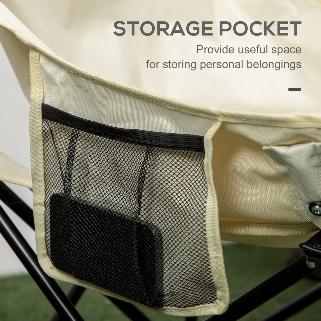 Camping Chair, Lightweight Folding Chair With Carrying Bag And Storage Pocket, Perfect For Festivals, Fishing, Beach And Hiking, White