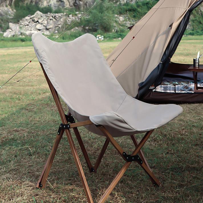 Folding Wooden Grain Aluminum Camping Chair Portable