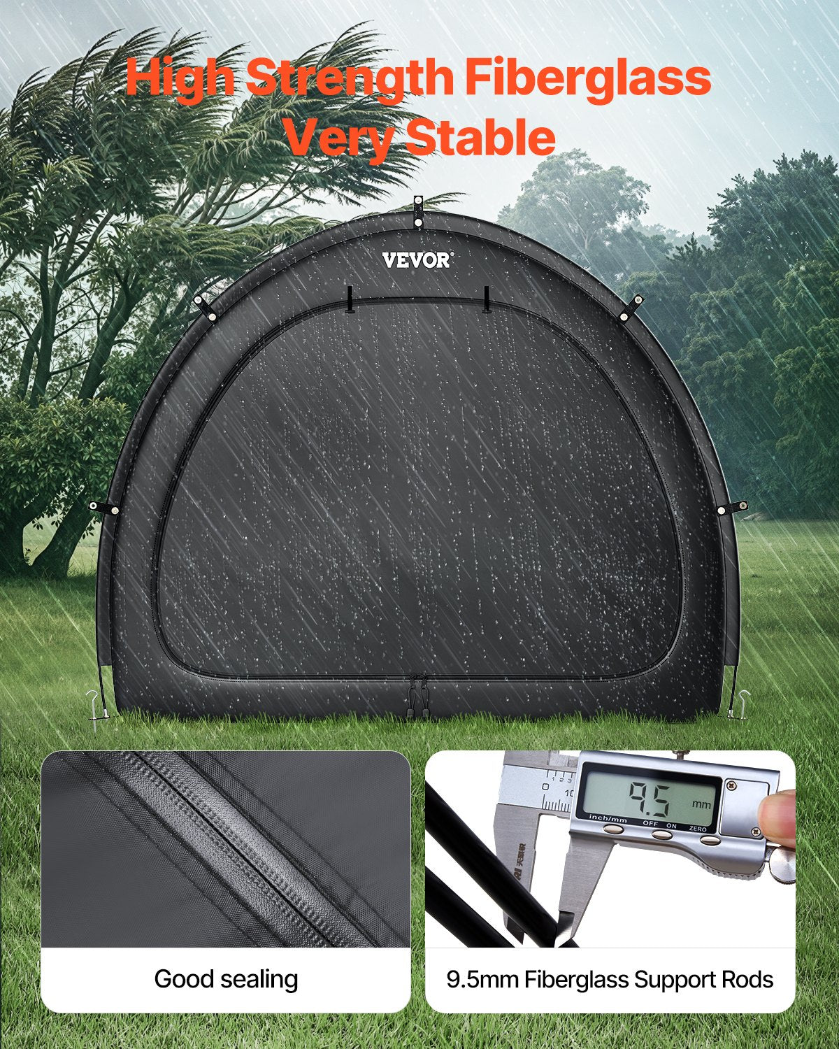 Outdoor Bike Storage Tent Fan-Shaped Waterproof Bike Tent For 4 To 5 Bikes