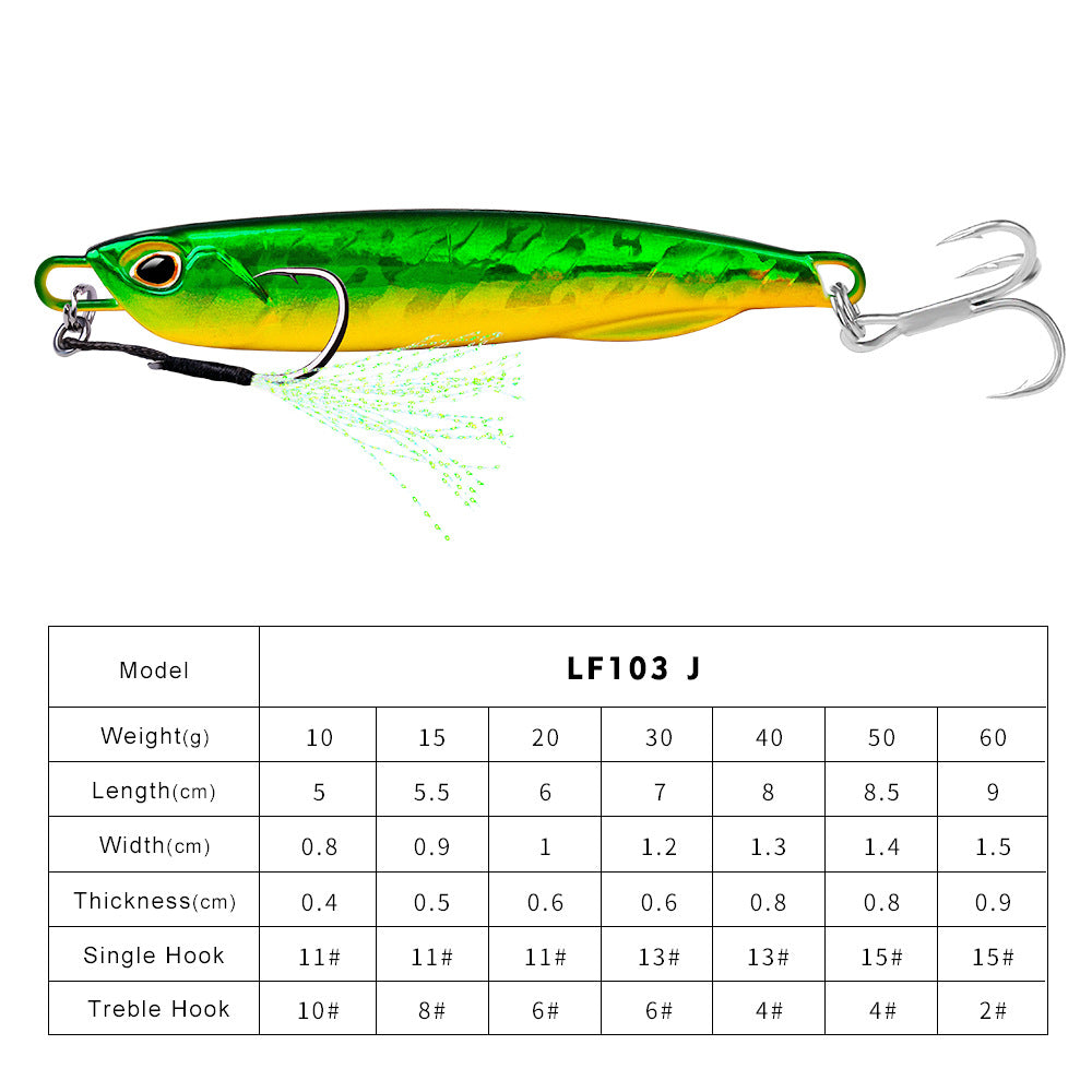 Luminous Iron Plate Fishing Lure with Treble Hook