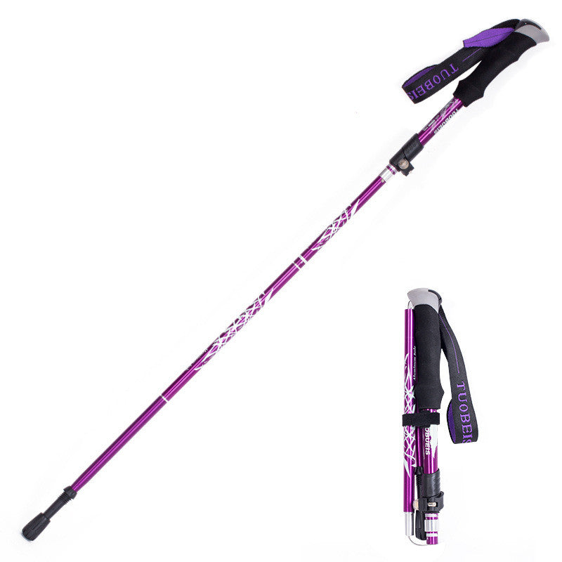 Ultralight Aluminum Adjustable 5 Section Trekking Poles Anti Shock