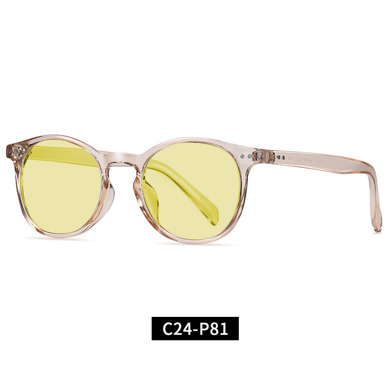 Cross-Border Fashion Good-looking Face Slimming Orange Yellow Anti-blue Light UV Glasses