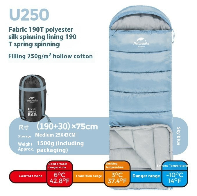 Envelope Hooded Sleeping Bag Cold-proof
