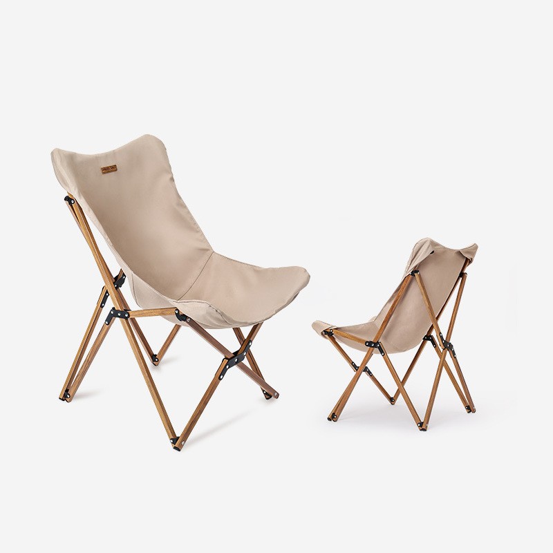 Folding Wooden Grain Aluminum Camping Chair Portable