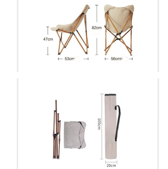 Folding Wooden Grain Aluminum Camping Chair Portable