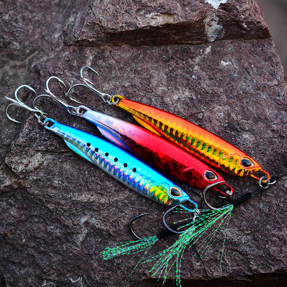 Luminous Iron Plate Fishing Lure with Treble Hook