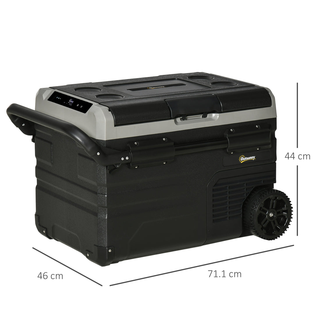 40L Car Refrigerator, Portable Compressor Cooler Box, Fridge Freezer W/ Inner LED Light, Foldable Handles, Cup Holders, 12/24V DC And 110-240V AC For Campervan RV Boat Travel Down To -20℃