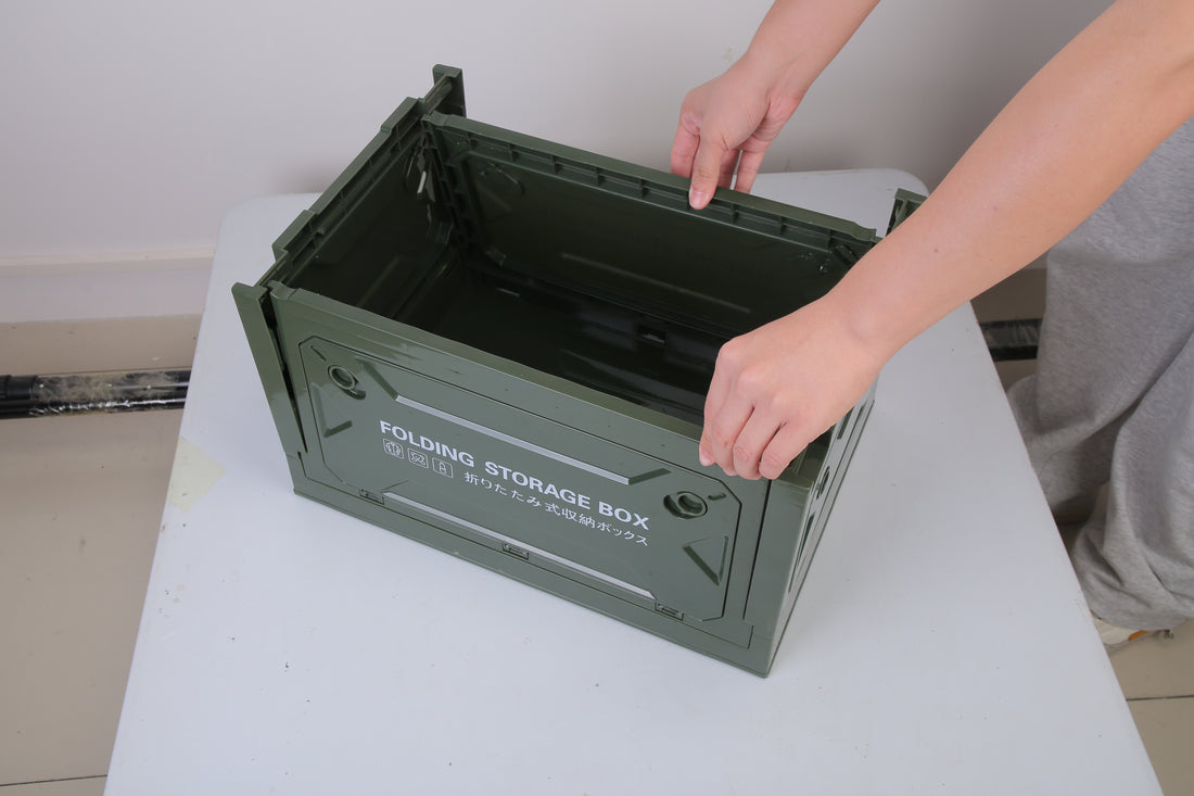 1Pc Folding Storage Bin Camping Collapsible Organizer Box Stackable Grocery Container Shelf Baskets With Cutting Board Top Lid 4 Side Lockable Doors Wheels For Camping Home Car RV