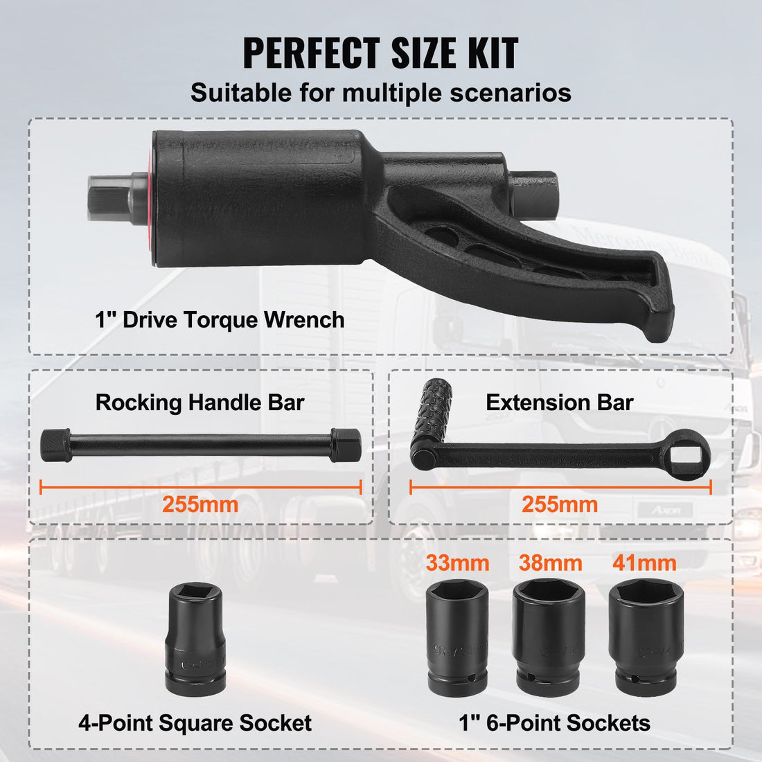 Torque Multiplier, Heavy Duty Torque Multiplier Wrench Set, 1 Inch Drive Lug Nut Wrench Torque Multiplier, 1-58 4800N.m Lug Nut Remover, With 4 Sockets And Storage Case For Truck Trailer RV