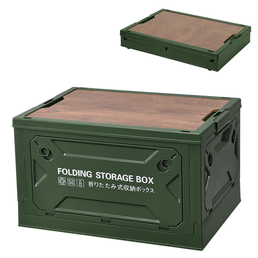 1Pc Folding Storage Bin Camping Collapsible Organizer Box Stackable Grocery Container Shelf Baskets With Cutting Board Top Lid 4 Side Lockable Doors Wheels For Camping Home Car RV