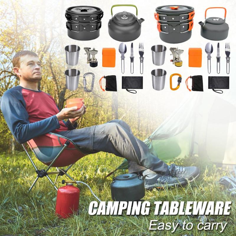Camping Cookware Kit Aluminum Outdoor Cooking Set for Travel