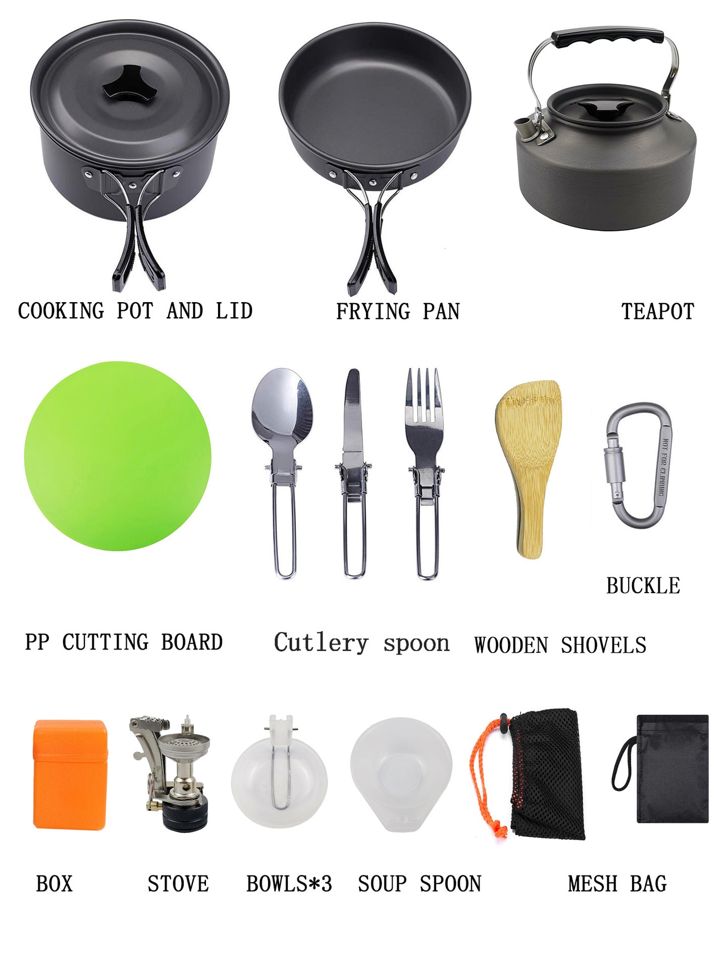Camping Teapot and Stove Set for 2 to 3 People