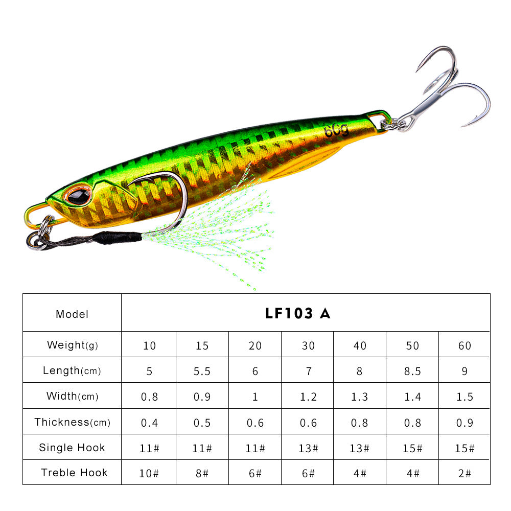 Luminous Iron Plate Fishing Lure with Treble Hook
