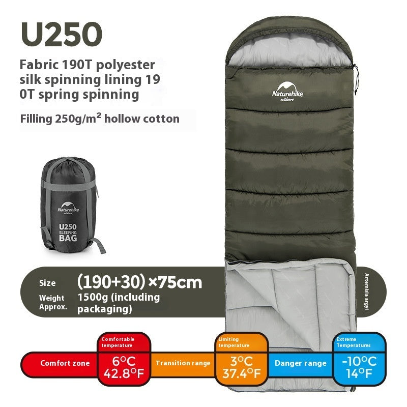 Envelope Hooded Sleeping Bag Cold-proof