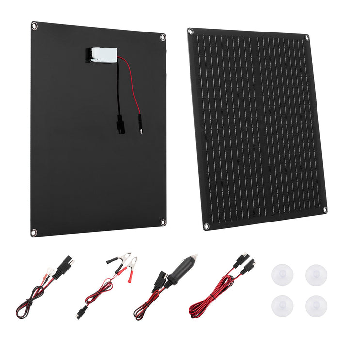 30 W 12 V Solarpanel-Batterieladegerät, Monokristallines Solarpanel-Kit Mit Integriertem Smart Controller & 3 Verbindungskabeln, Tragbar Für RV, Auto, Motorrad, Boot, Van, Camper