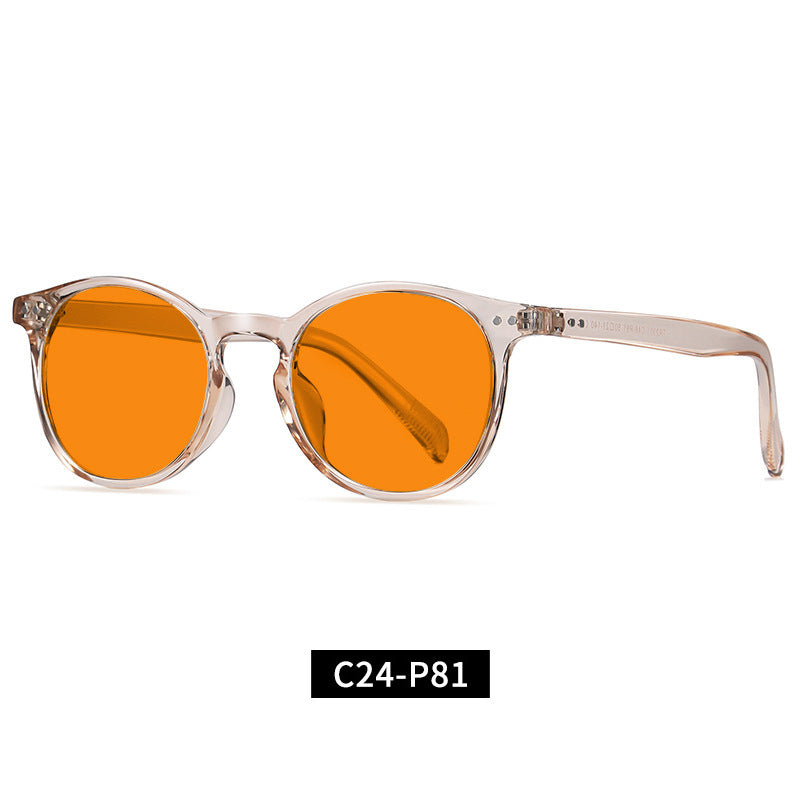Cross-Border Fashion Good-looking Face Slimming Orange Yellow Anti-blue Light UV Glasses