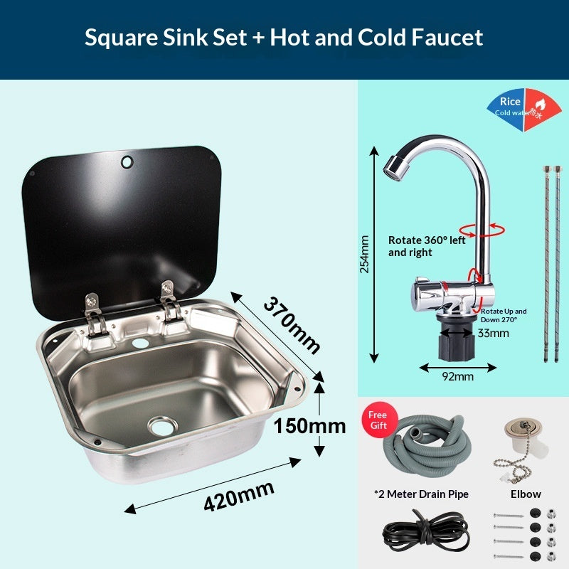 RV Sink With Lid Kitchen Washbasin