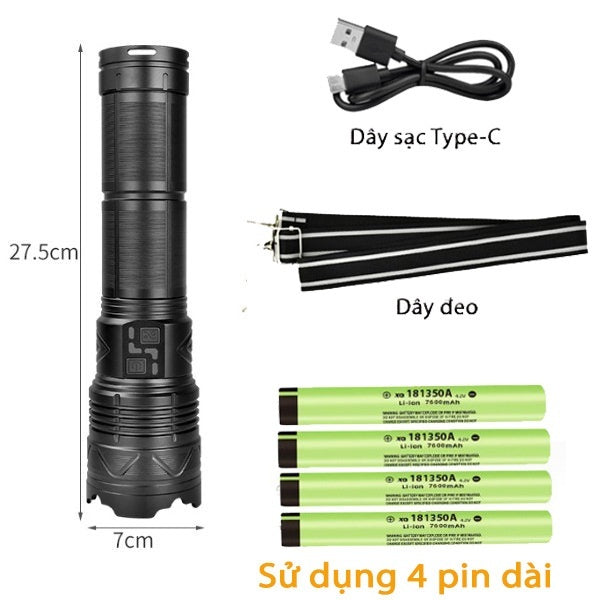 Multifunctional Zoom Strong Light Flashlight