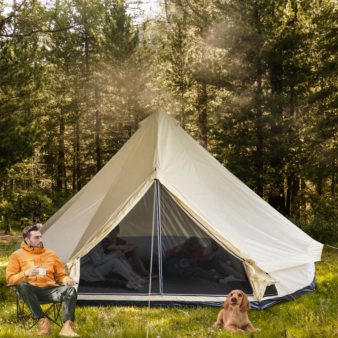 10-Person Large Waterproof Yurt Camping Tent, Perfect for Family Camping, Blue