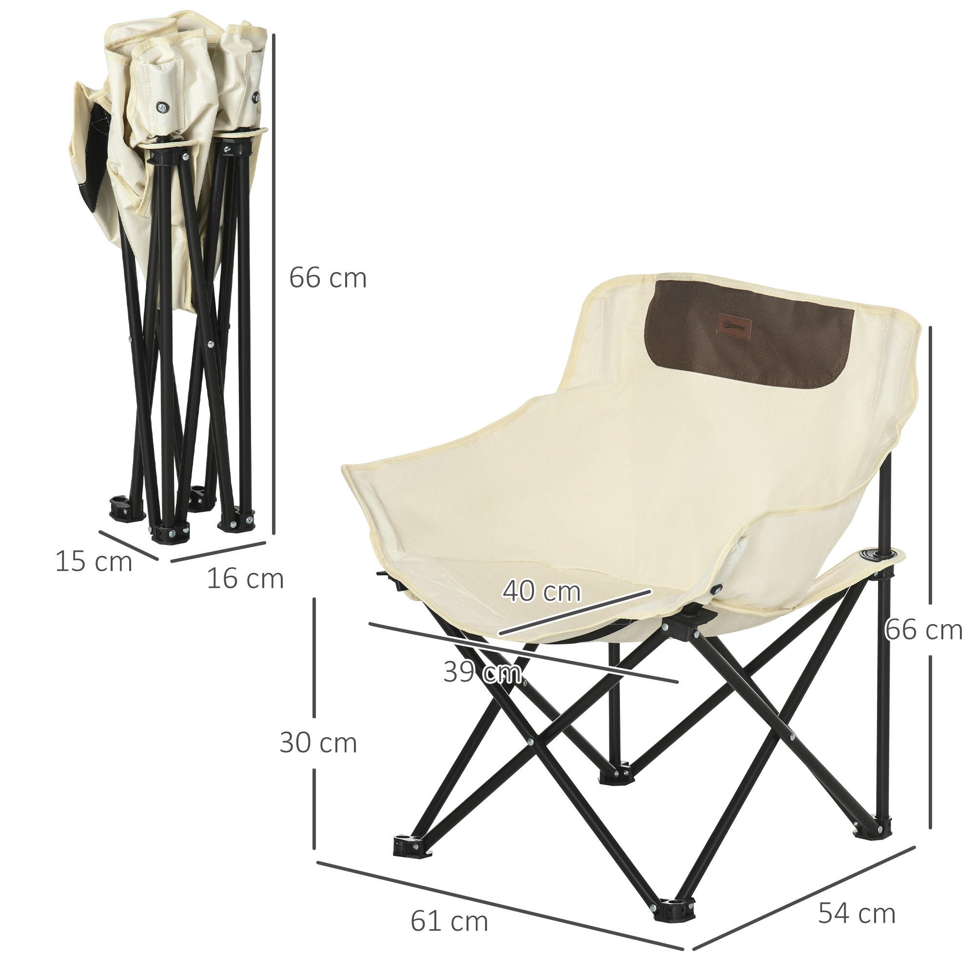 Camping Chair, Lightweight Folding Chair With Carrying Bag And Storage Pocket, Perfect For Festivals, Fishing, Beach And Hiking, White