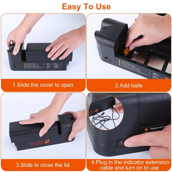Electric Rat Trap Reusable Mice Trap Rodent Zapper Indoor Pest Control Rechargeable Shock Mice Killer With 1800V High Voltage For Home